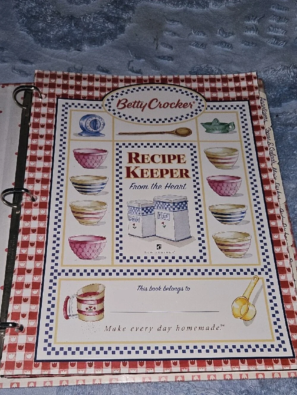 Betty Crocker Red and White Gingham Recipe Keeper Binder